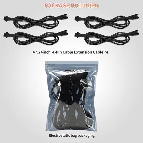 Vista 4 de 4 cables de extensión de luces LED RGB de 47 pulgadas/3.93 pies, cable de cable de 4 pines, conector a presión, luces subterráneas, multicolor