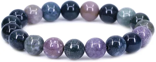 Vista 39 de Amandastone Pulsera elástica de cuentas redondas de 0.394 in con piedras preciosas naturales de 7 pulgadas Bloodstone africano