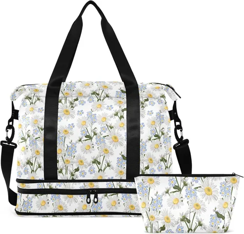 Vista 2 de Coikll Forget-me-not Flower Sports Gym Bag with Waterproof Dry Wet Pocket, Travel Duffel Bag for Women MenWorkout Bag Fits Yoga, Swimming