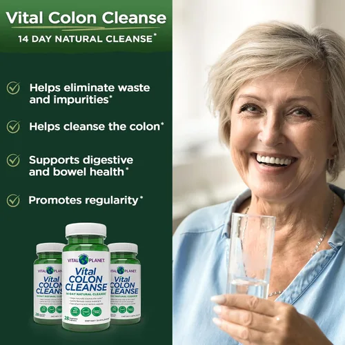 Vista 4 de Vital Planet Vital Colon Cleanse Limpiador y desintoxicación de colon de 14 días con hidróxido de magnesio, olmo resbaladizo y aloe para apoyo a