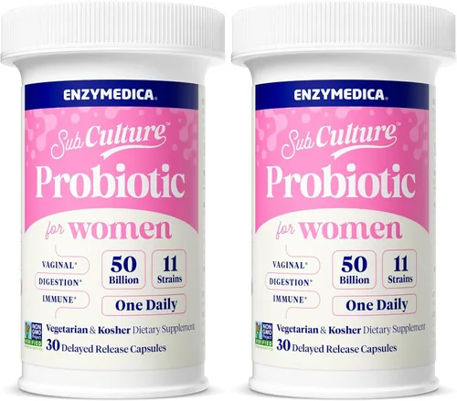 Vista 9 de Enzymedica SubCulture - Probióticos para mujeres, 50 mil millones de UFC, para la salud vaginal y urinaria, apoyo inmune y digestivo, 30 cápsulas