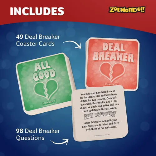Vista 3 de Zobmondo!! Juego de cartas de citas para adultos Deal Breaker para adultos, Juegos para adultos para noche de juegos y noche de cita