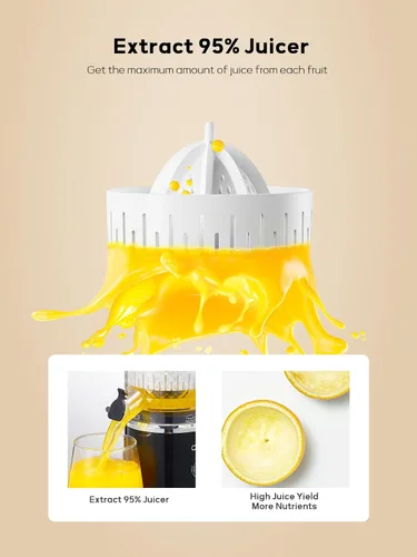 Vista 3 de Exprimidor de cítricos, exprimidor automático de naranja, alto rendimiento de jugo, fácil de usar y limpiar, exprimidor eléctrico de frutas