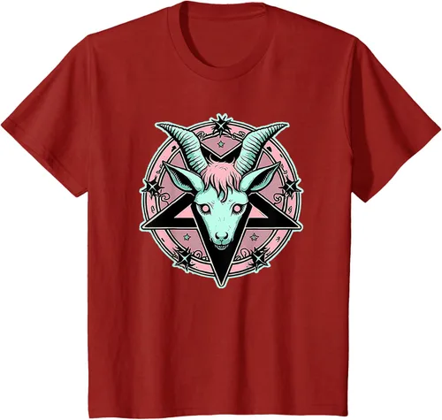 Vista 43 de Camiseta Kawaii Paste Creepy Goat Pentacle, Negro
