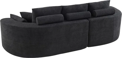 Vista 4 de Sofá Seccional Curvo de 106 pulgadas Sofá de Esponja con Chaise Lounge para Sala de Estar, Sofá Seccional Moderno en Forma de L, Sin Estructura