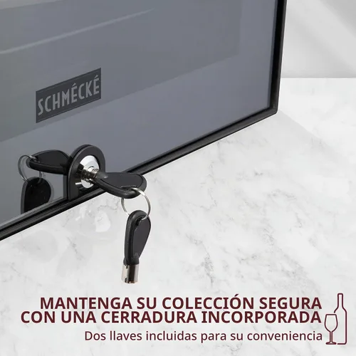 Vista 6 de Schmecke - Refrigerador de vino con compresor de 12 botellas con cerradura Gran bodega independiente Refrigerador de vino digital 41f-64f