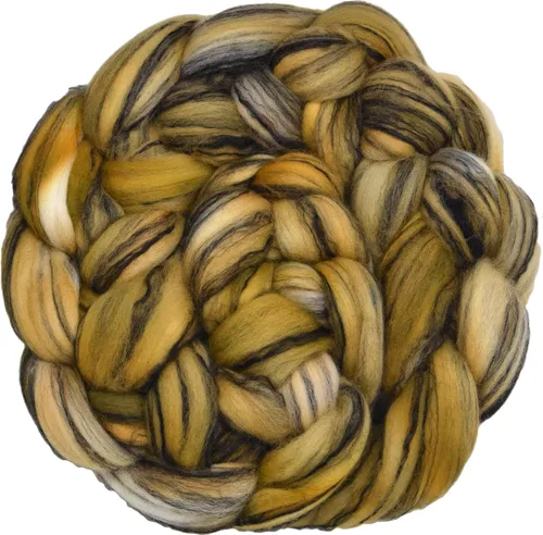 Vista 8 de Teñido a mano Superfino Merino Tencel Roving para hilar y fieltro. Albaricoque 1oz
