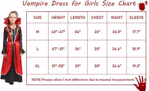 Vista 7 de Ditard Girls Halloween Vampire Costume Vampiress Dress Deluxe Outfits Kids Dress Up Cosplay Child Queen Party Carnival