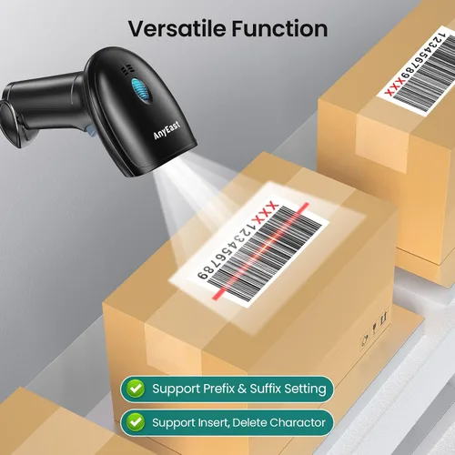 Vista 7 de Escáner de código de barras con soporte, Inventario con cable USB 2D 1D Escáner de código QR para computadora POS MAC con escaneo automático