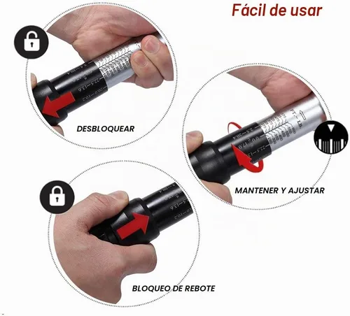 Vista 5 de Juego de llaves dinamométricas con accionamiento de 3/4 pulgadas de dirección dual. Llave dinamométrica ajustable de doble dirección con hebilla
