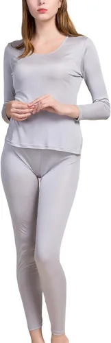Vista 4 de Grenasasilk Ropa interior larga de seda para mujer, ropa interior térmica de seda de morera, ropa interior térmica para clima frío