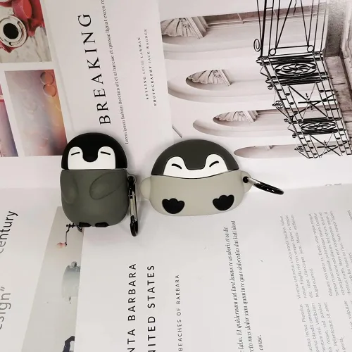 Vista 7 de Funda compatible con Airpod Pro 2019 Gen Penguin, silicona Kawaii divertida linda caricatura 3D diseño animal elegante para hombres y mujeres, funda