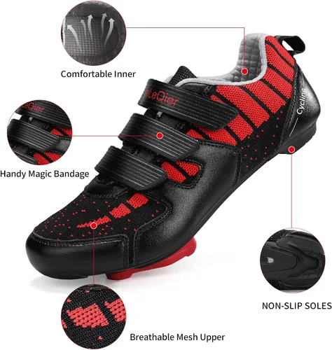 Vista 2 de SeeLeQier Mens Cycling Shoes Women Compatible with Peloton Bike Shoes Indoor Clip in Peleton Road Bike Bicycle Riding Racing Biking Shoes with Delta