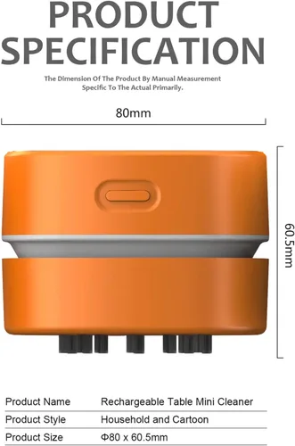 Vista 2 de Aspirador de escritorio ODISTAR, mini barredora de polvo de mesa, ahorradora de energía, alta resistencia hasta 400 minutos, diseño inalámbrico