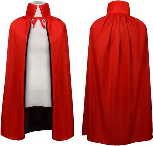 Vista 4 de CUSFULL Vampire Dracula Devil Cloak Cape Medieval Reversible Halloween Cosplay Costume for Adult Kids 354755inch Available