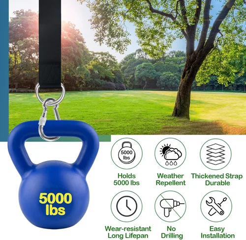 Vista 4 de Kit de correas colgantes para columpio de árbol - 3 pies/8 pies/15 pies/20 pies/30 pies, fuerte y duradero - Capacidad de hasta 5000 libras