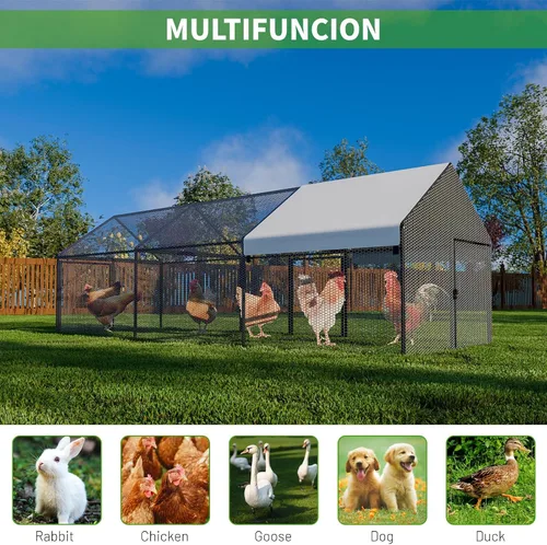 Vista 6 de NUGRIART Gallinero de metal con cubierta impermeable, jaula portátil de 118 x 40 x 40 pulgadas, para gallineros y gallineros para pollos, patos
