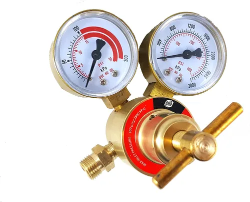 Vista 4 de SÜA - Medidores de gas de soldadura con regulador de acetileno - CGA-200 - Conector trasero - Serie LDB - Revise todas las imágenes y lea