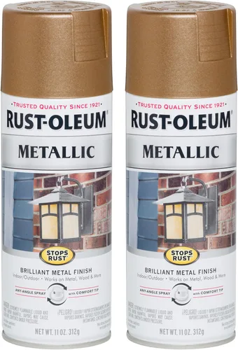 Vista 24 de Rust-Oleum 7274830 Pintura en aerosol metálica que detiene la oxidación, 11 oz, latón antiguo