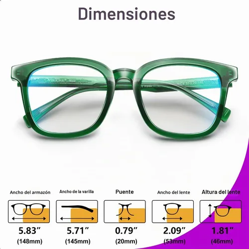 Vista 8 de VISOONE Square TR90 Lightweight Anti Glare UV400 Gaming Computer Glasses