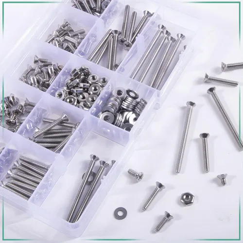 Vista 7 de #6-32 - 240 piezas de cabeza avellanada plana Phillips Cross Tornillo 304 de acero inoxidable 304 tornillos y tuercas hexagonales Kit Phillips Drive