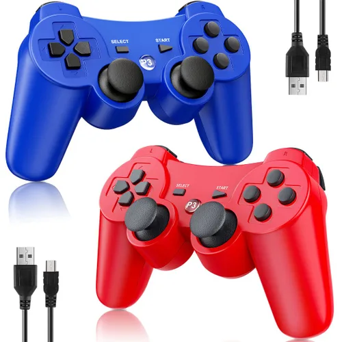 Vista 7 de OKHAHA Controller 2 Pack for PS3 Wireless Controller for Sony Playstation 3, Double Shock 3, Bluetooth, Rechargeable, Motion Sensor, Remote for PS3