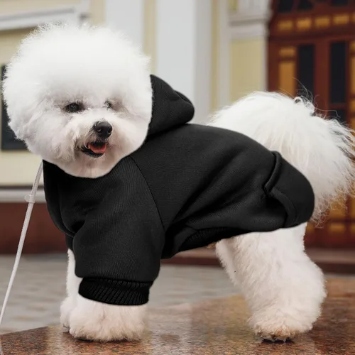 Vista 3 de SATINIOR 2 piezas de sudadera con capucha para perros de invierno, sudaderas cálidas para perros pequeños con bolsillos, abrigo de algodón para ropa
