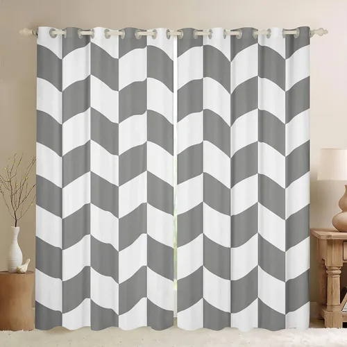 Vista 21 de Feelyou Beige Brown and White Curtains for Bedroom Living Room Modern Geometric Blackout Shades Abstract Checkered Room Darkening Curtain Rhombus