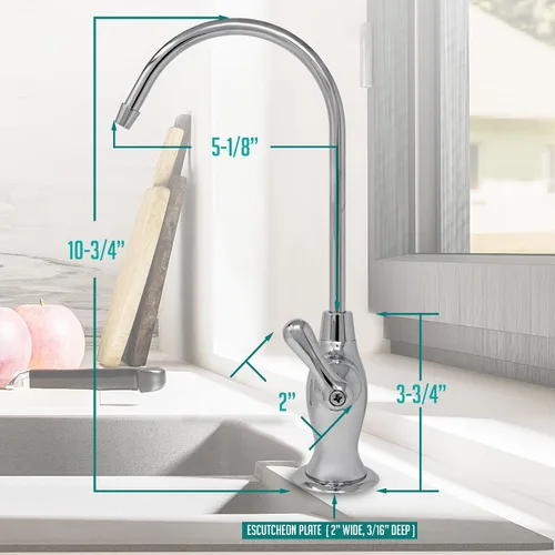 Vista 7 de Metpure Grifo RO con Separación de Aire con 3 puertos de conexión. Sistema de filtración de agua potable de ósmosis inversa Dispensador de agua