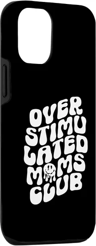 Vista 3 de Funda para iPhone 15 Groovy Sobreestimulated Moms Club Divertida y Moderna