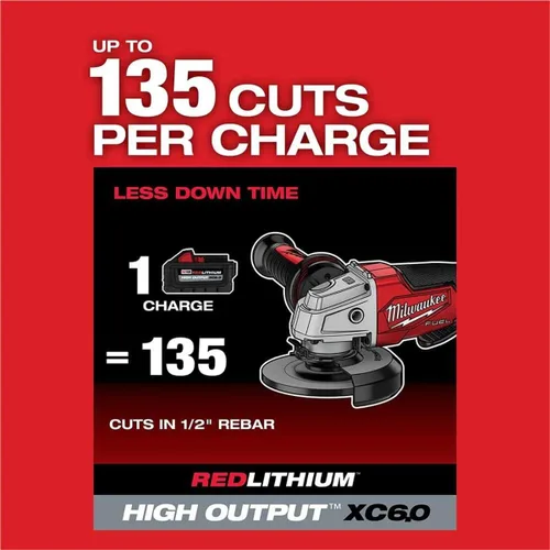 Vista 5 de Milwaukee 2880-20 M18 FUEL Esmeriladora angular pequeña sin escobillas de iones de litio de 4-1/2 pulgadas / 5 pulgadas, inalámbrica con interruptor