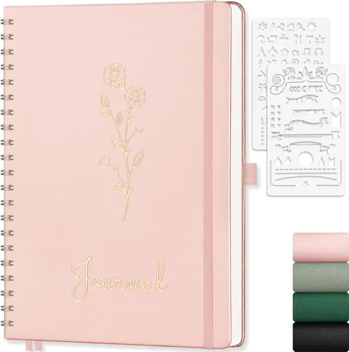 Vista 32 de EMSHOI Cuaderno de espiral con puntos, tapa dura de cuero, papel grueso de 3.53 oz/m², cuaderno de cuadrícula de puntos de 0.197 in para diario