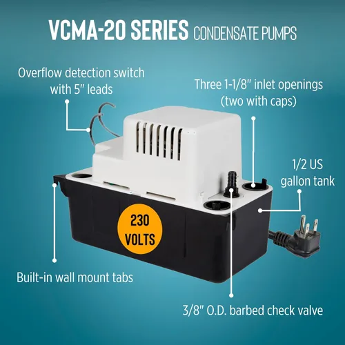 Vista 15 de Little Giant VCMA-20ULST, 230 voltios, 80 GPH, bomba de eliminación