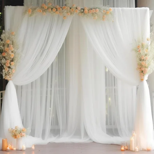 Vista 35 de Cortina de telón de fondo de tul azul bebé de 10 x 10 pies para fiestas, cortinas de fondo transparentes para bodas, baby shower, baby shower