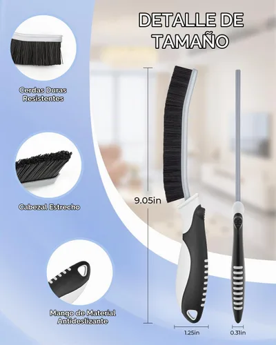 Vista 7 de Cleangor Cepillos de limpieza de grietas, cepillo de limpieza para espacios pequeños difíciles de alcanzar, artículos esenciales para el hogar Negro