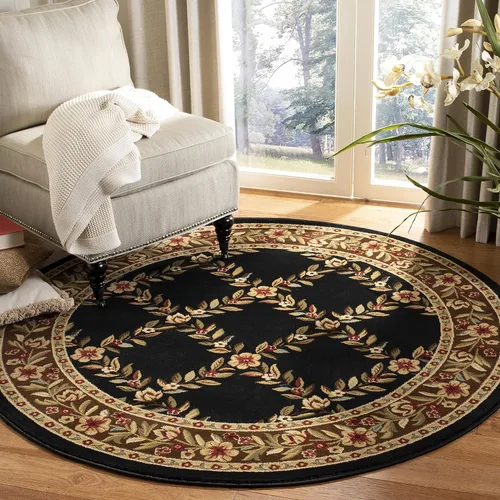 Vista 29 de SAFAVIEH Lyndhurst Collection - Alfombra de pasillo, 2 pies 3 pulgadas x 8 pies, color negro y marrón, diseño tradicional de enrejado floral,
