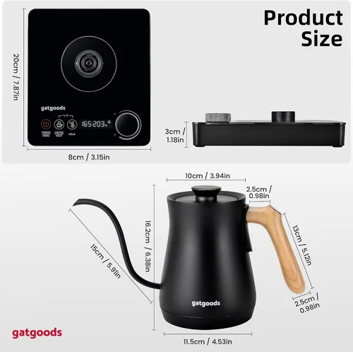 Vista 3 de GATGOODS Hervidor eléctrico de cuello de cisne – Control de temperatura preciso, 1200 W de ebullición rápida, función de mantener el calor, ideal