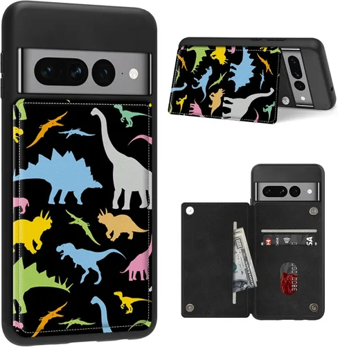 Vista 11 de Funda para Google Pixel 7 Pro con ranura para tarjetero, funda de piel sintética, doble cierre magnético y cubierta duradera de TPU a prueba