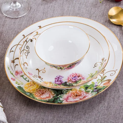 Vista 4 de 60pcs Vajilla Sets Tazones Platos Cucharas Bandeja Plato Jingdezhen Hecho A Mano Arte Cerámica Chinaware Porcelana Tazón Vajilla Tazón