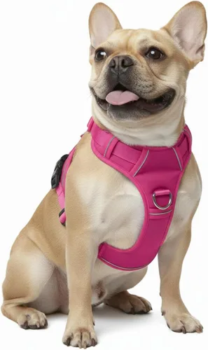 Vista 10 de Arnés sin tirones para perro, con 2 clips para correa, chaleco Oxford reflectante ajustable para mascotas con asa de fácil control para perros Negro
