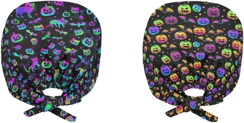 Vista 135 de Babrukda Paquete de 2 gorras con banda para el sudor ajustable con lazo en la espalda, gorro divertido