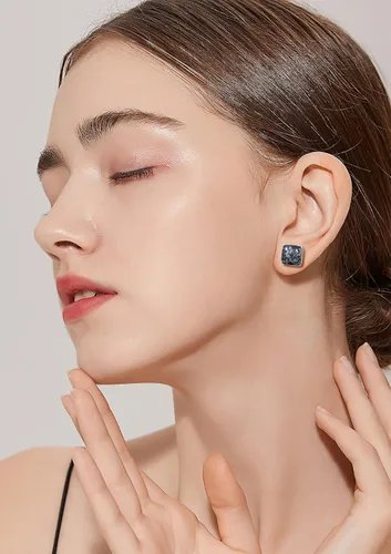 Vista 3 de Lauren-Spencer Aretes cuadrados de piedras preciosas para mujer, delicados aretes de piedra de malaquita y sodalita de turquesa hipoalergénicos