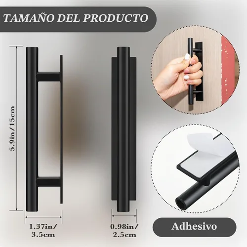 Vista 2 de Barydat Paquete de 50 tiradores autoadhesivos para cajones de plástico ABS, manijas de gabinete, manijas de gabinete para muebles de puertas Negro