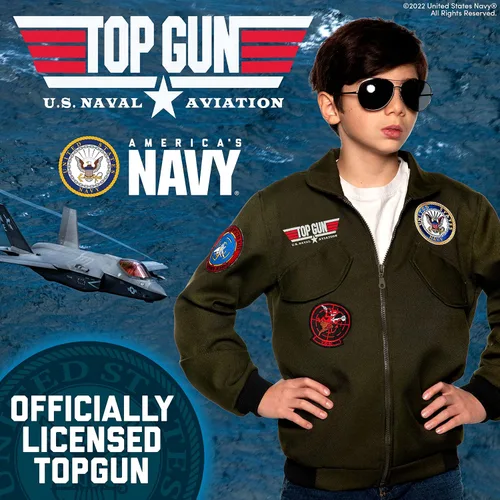 Vista 2 de UNDERWRAPS TOPGUN - Disfraz de piloto de combate Con licencia oficial de US NAVY TOPGUN