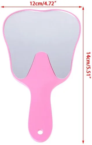 Vista 4 de MrHugoo 7 piezas en forma de diente espejo de mano lindo maquillaje espejo de mano plástico Dental Espejos con mango colorido