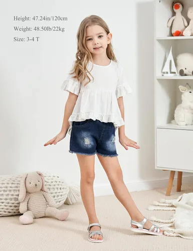 Vista 3 de Ropa de niña para niños pequeños, conjuntos cortos de algodón, abrigo casual, pantalones vaqueros, conjuntos de 2 piezas