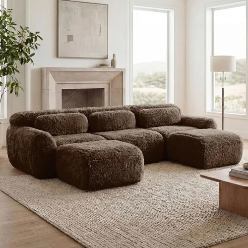 Vista 90 de Sofás seccional modular de 80" sin huesos modernos para sala de estar, juego de sofás comprimidos de 2 plazas con asiento profundo, sin necesidad