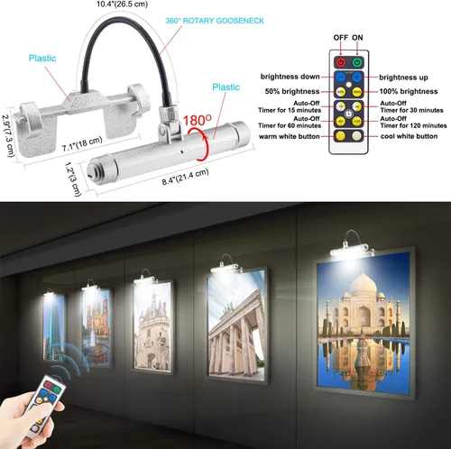 Vista 4 de BIGMONAT Luz de imagen recargable por USB, luz LED inalámbrica con control remoto, luz de pintura giratoria, cabezal de 3 modos de iluminación