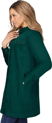 Vista 3 de Jessica London Chaqueta de mezclilla larga para mujer, talla grande, estilo túnica, Amarillo Sunset