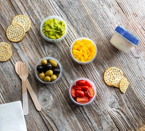 Vista 3 de ELEGANT DISPOSABLES Recipientes pequeños para almacenamiento de alimentos, tapa roscada, reutilizable, apilable, a prueba de fugas, herméticos